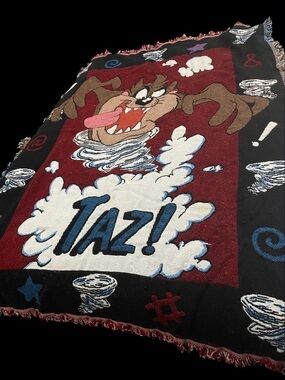 Vintage 1990s Warner Bros. Looney Tunes Taz throw blanket .
